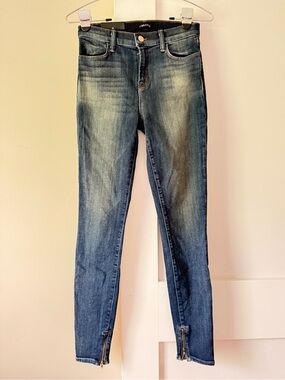 J Brand High Waist Skinny Jeans in Mid Blue with Ankle Zips NWT Denim